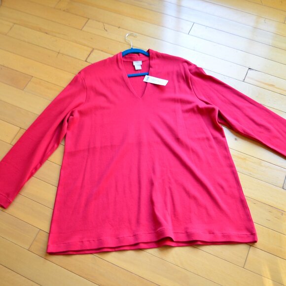 Chico's Chicos Knit Top Polished V Neck Tunic Size 3 US XL NWT - Picture 1 of 7